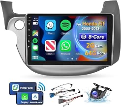 [8 CORE 2G+64G] Car Radio for Honda Fit 2008-2013 with Wireless Carplay/Android Auto, 10.1 Inch Android 13 IPS Touch Screen Car Stereo, Bluetooth, GPS, WiFi, SWC, DSP + Backup Camera