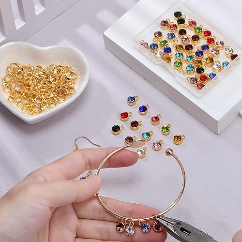 Miniatura 3 de 120 dijes para hacer joyas, dijes de piedra natal, aretes, dijes de flores, dijes de plata, dijes brillantes para hacer joyas, accesorios de aretes,