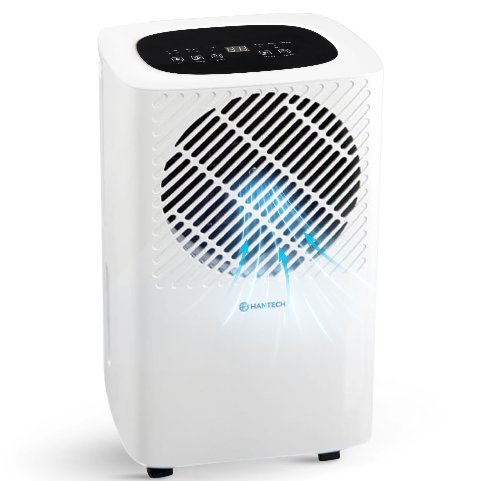 HANTECH Luftentfeuchter 10L/Tag Elektrisch, leise, gegen Schimmel inkl. Timer und Wassertank - Dauermodus möglich, schnelle Wäschetrocknung für Keller, Badezimmer, Wohn- und Schlafbereich