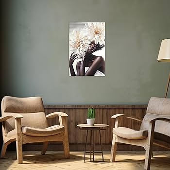 Amazon.co.jp: ZXHYWYM 黒人女性 フラワーヘッド ウォールアート