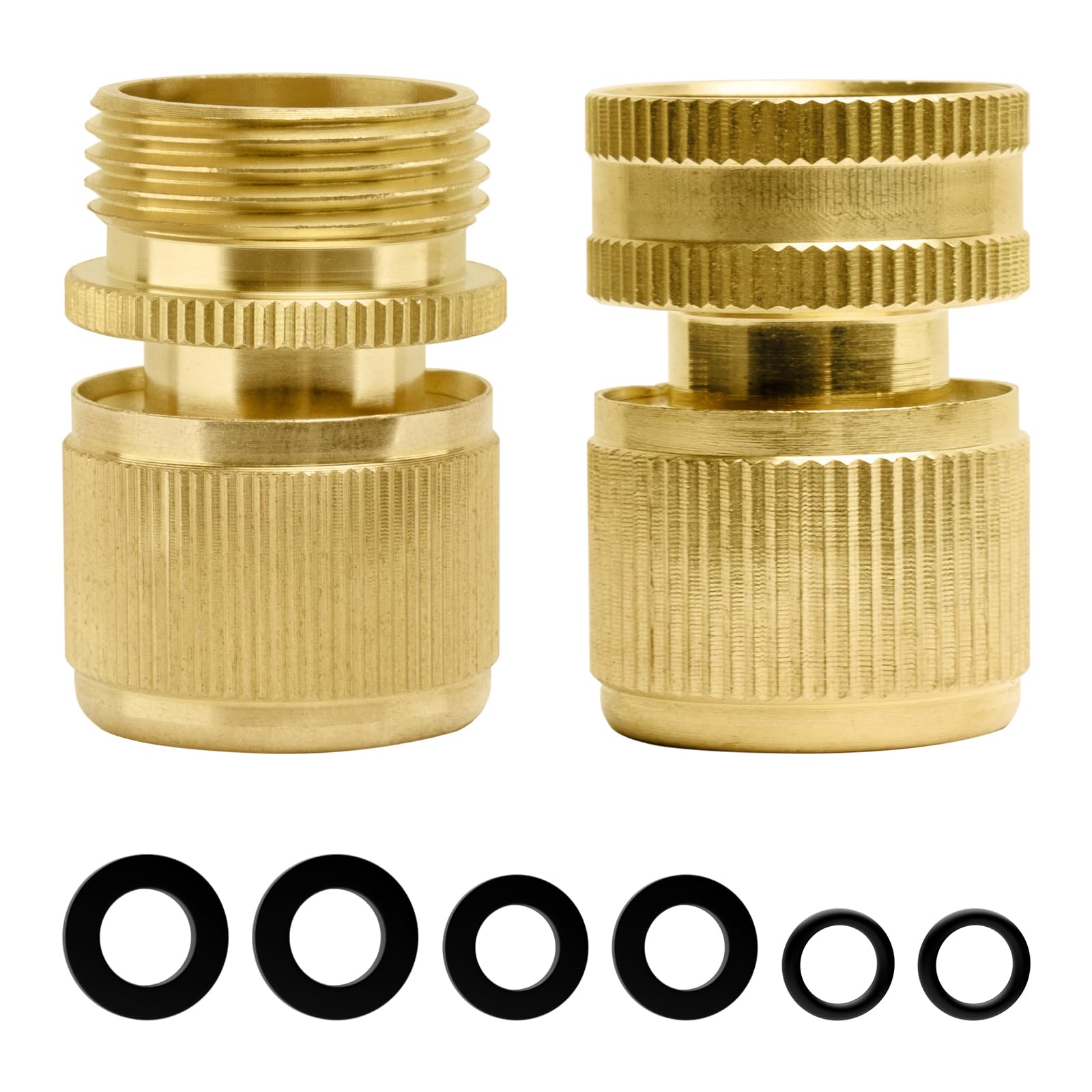 ESTABA Garden Hose Connector, Solid Brass Tap Connector, for Expanding Hose and Garden Irrigation (Female & Male Quick Connector Fit)
