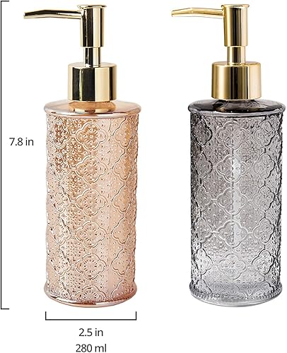 Miniatura 6 de EMPO Dispensador de loción de jabón líquido de vidrio estilo retro, con bomba de plástico ABS, dispensadores de loción para cocina, baño, dormitorio