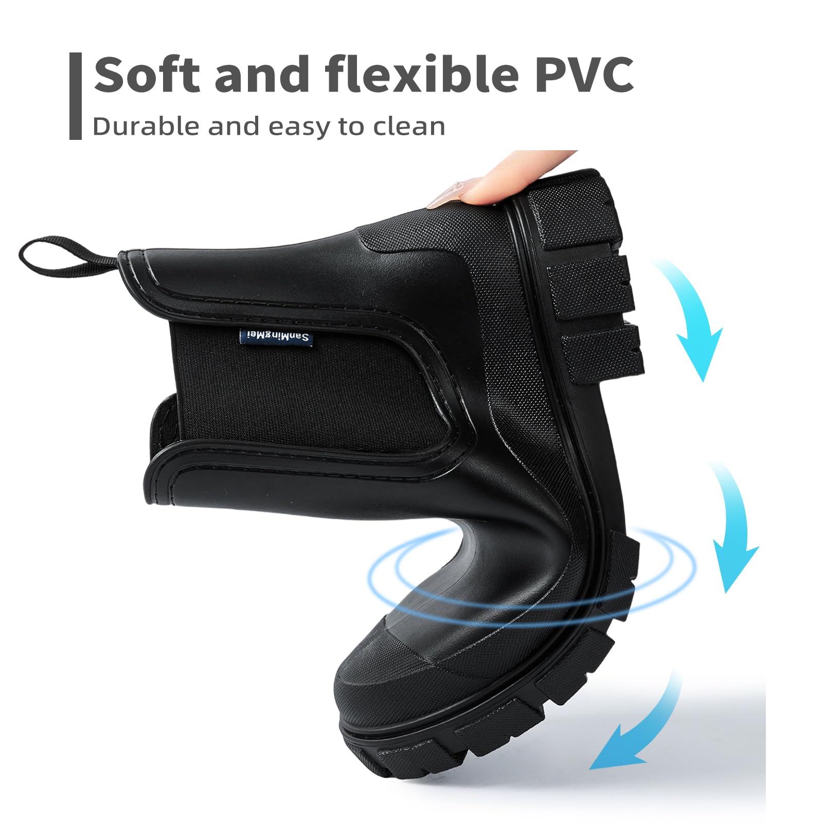 DRECAGE Gummistiefel Damen Wasserdicht Stiefel Damen Halbhoch Ankle Chelsea Boots Stylisch Stiefeletten mit Rutschfest Sohle