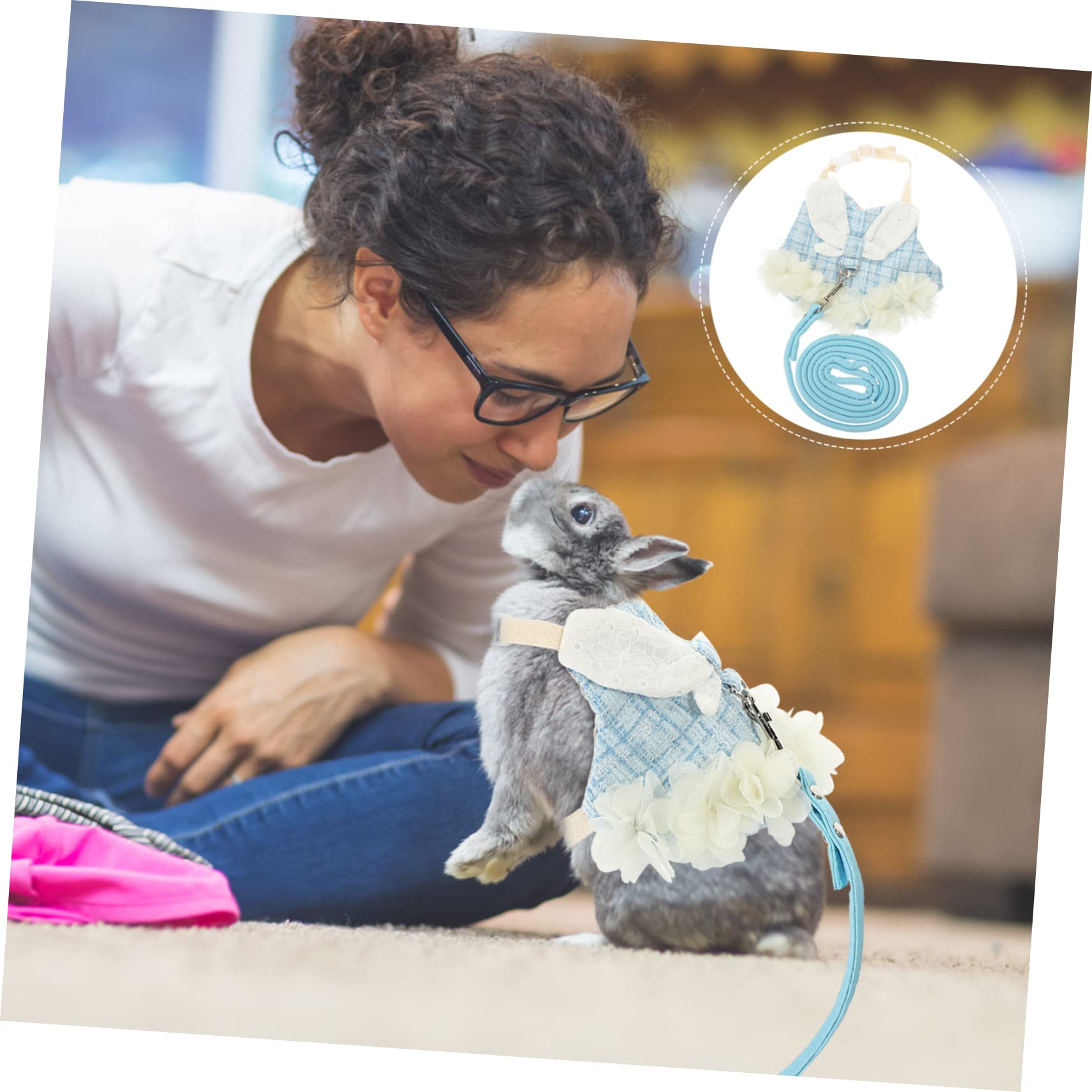 Angoily 3sätze Kaninchen-Geschirr Mit Leine Adorable Bunny Vest Für Haustiere Für Und Fotos Bequem Und Leicht Auszuziehen