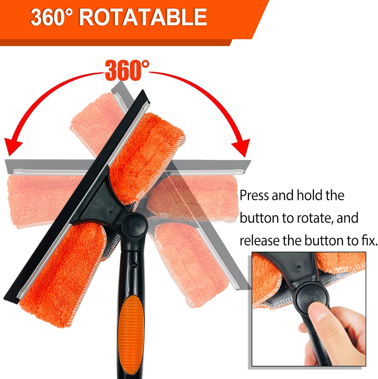 Buyplus Squeegee for Window Cleaning with 6 to 24 Foot Extension Pole, Extendable Window Cleaner Squeegee, Window Washing Kit for Car, Indoor/Outdoor High Window