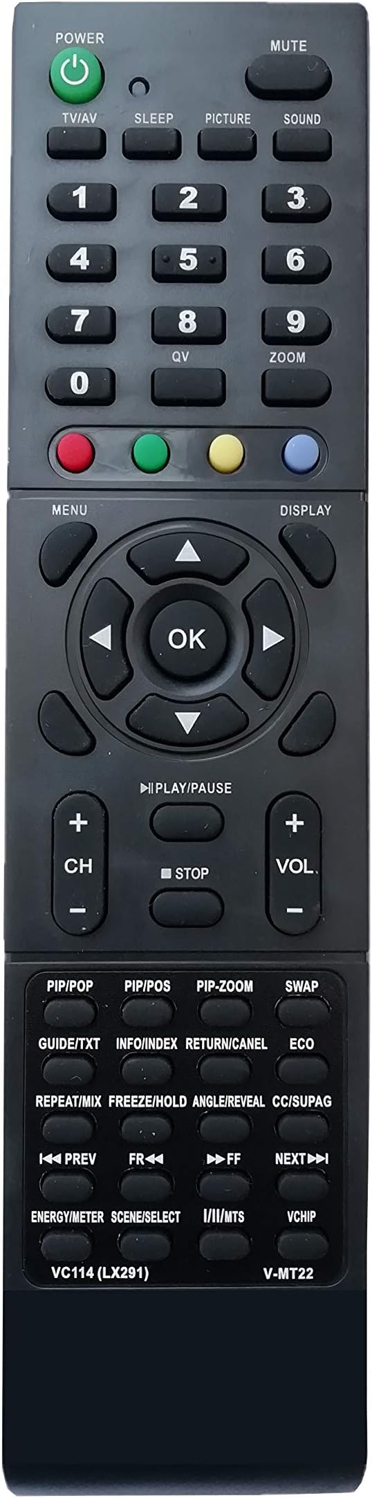 LipiWorldยฎ VC114 LX291 V-MT22 Slime LCD LED TV Remote Control Compatible for Videocon Tv Remote