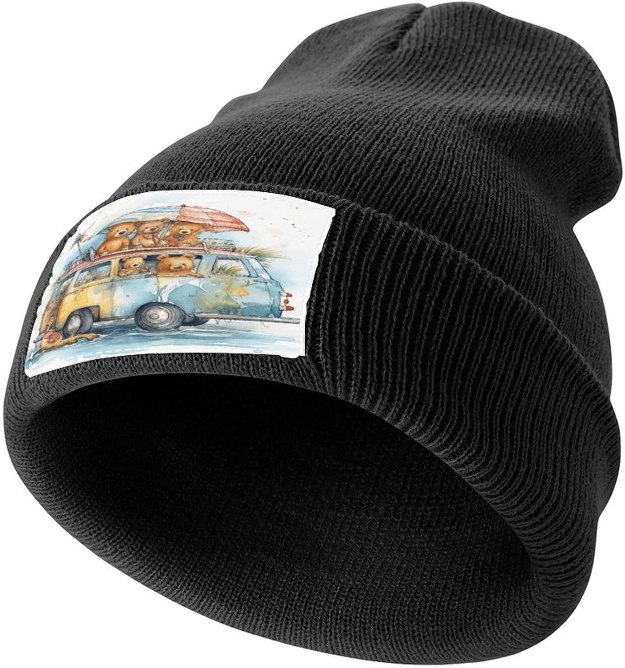Knitted Cuffed Beanie for Men Women,Crow on The Groundprinted Soft Warm Outdoor Winter Hat