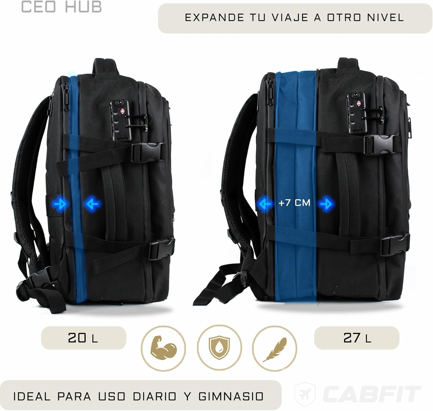 CEO HUB hátizsák oldalnézet és részletek