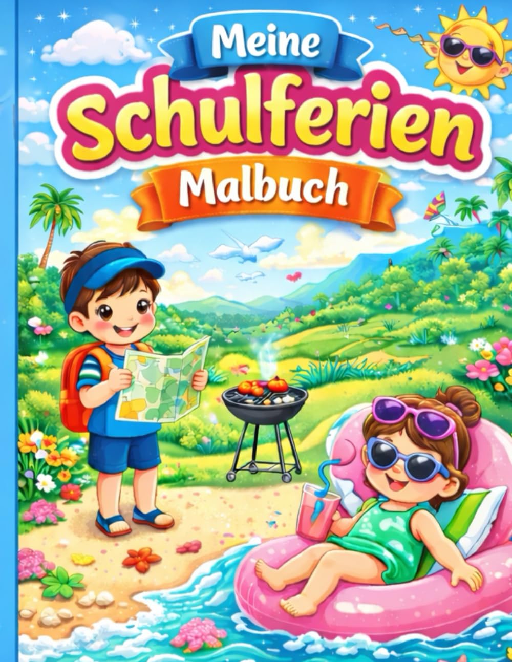 Meine Schulferien Malbuch: Fröhliche Ferien-Motive zum Ausmalen – Reisen, Abenteuer & Spaß für Kinder