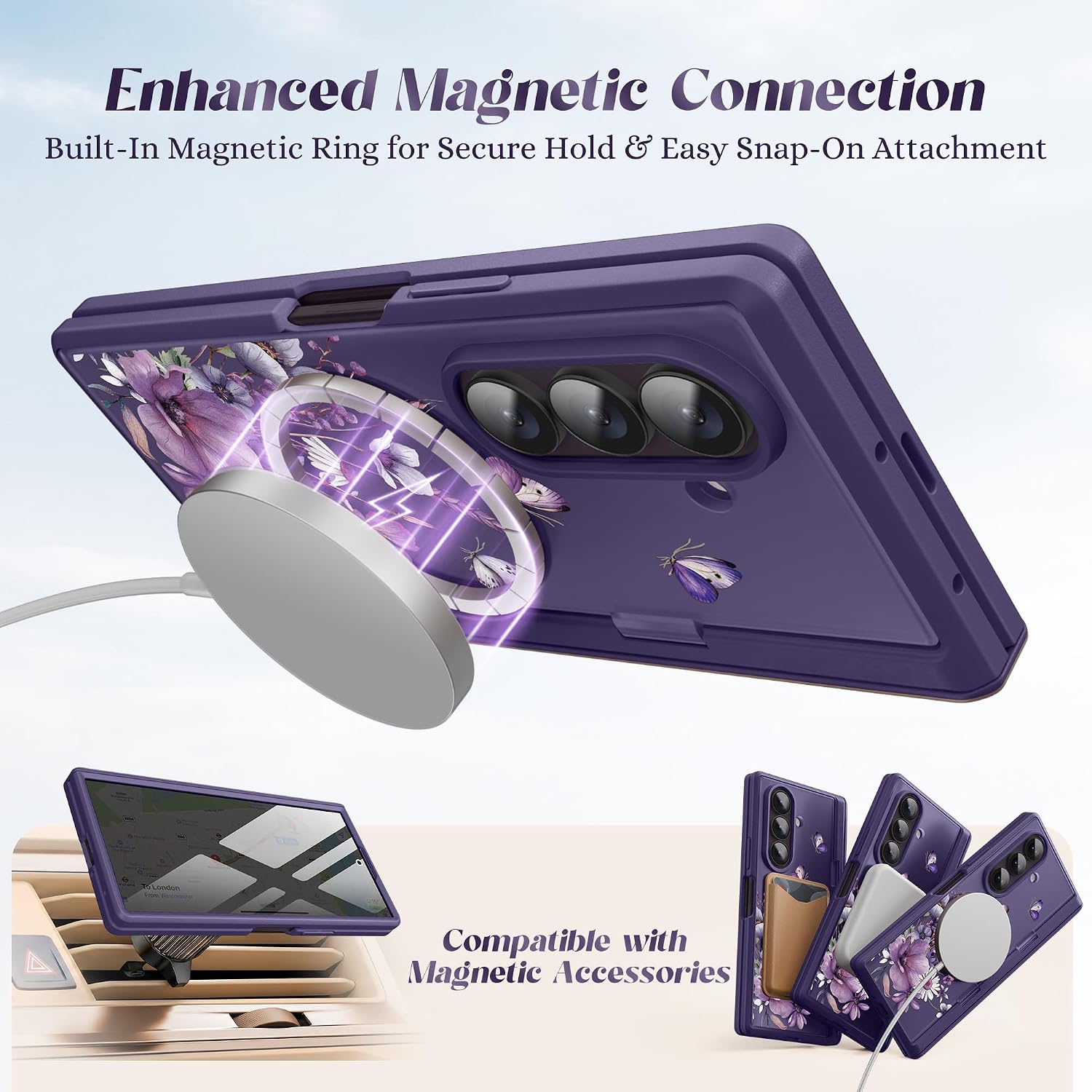 for Samsung Galaxy Z Fold 8 Ultra Case Floral Compatible with Magsafe thumbnail