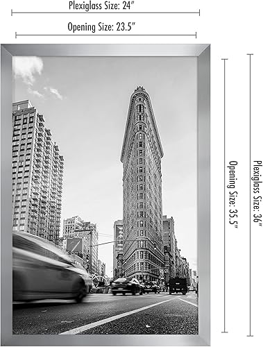 Vista 396 de Americanflat - Marco para póster de 71 x 74 cm con plexiglás pulido, portarretratos negro de madera industrializada, Epic Collection, marco ancho