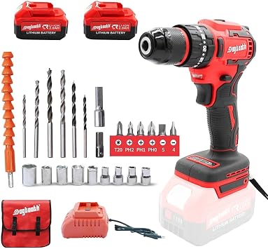 DOGTOOTH 21V Cordless Drill Driver - Electric Screwdriver Set with 2 Batteries and Charger, Variable Speed Trigger,Brushless Motor Build-in LED,for DIYers and Handymen, Home Repair, Light Drilling