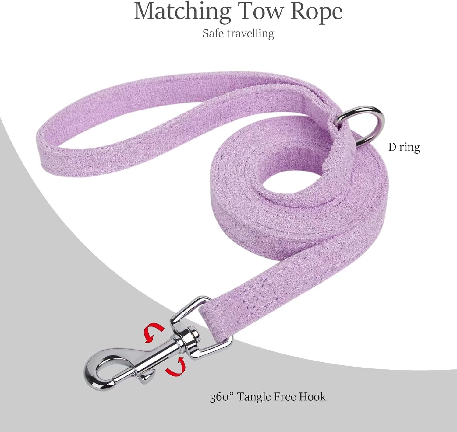 Didog Small Dog Harness and Leash Set, Winter Cute Dog Harness with Bow Tie, Adjustable Soft Padded Puppy Vest with Removable Plush Collar for XS Small and Medium Sized Dogs (Purple, S)