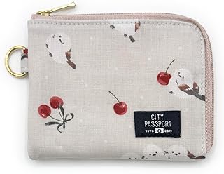 財布 小型 パスケース コインケース シマエナガ柄 CITYPASSPORT (ベージュ)
