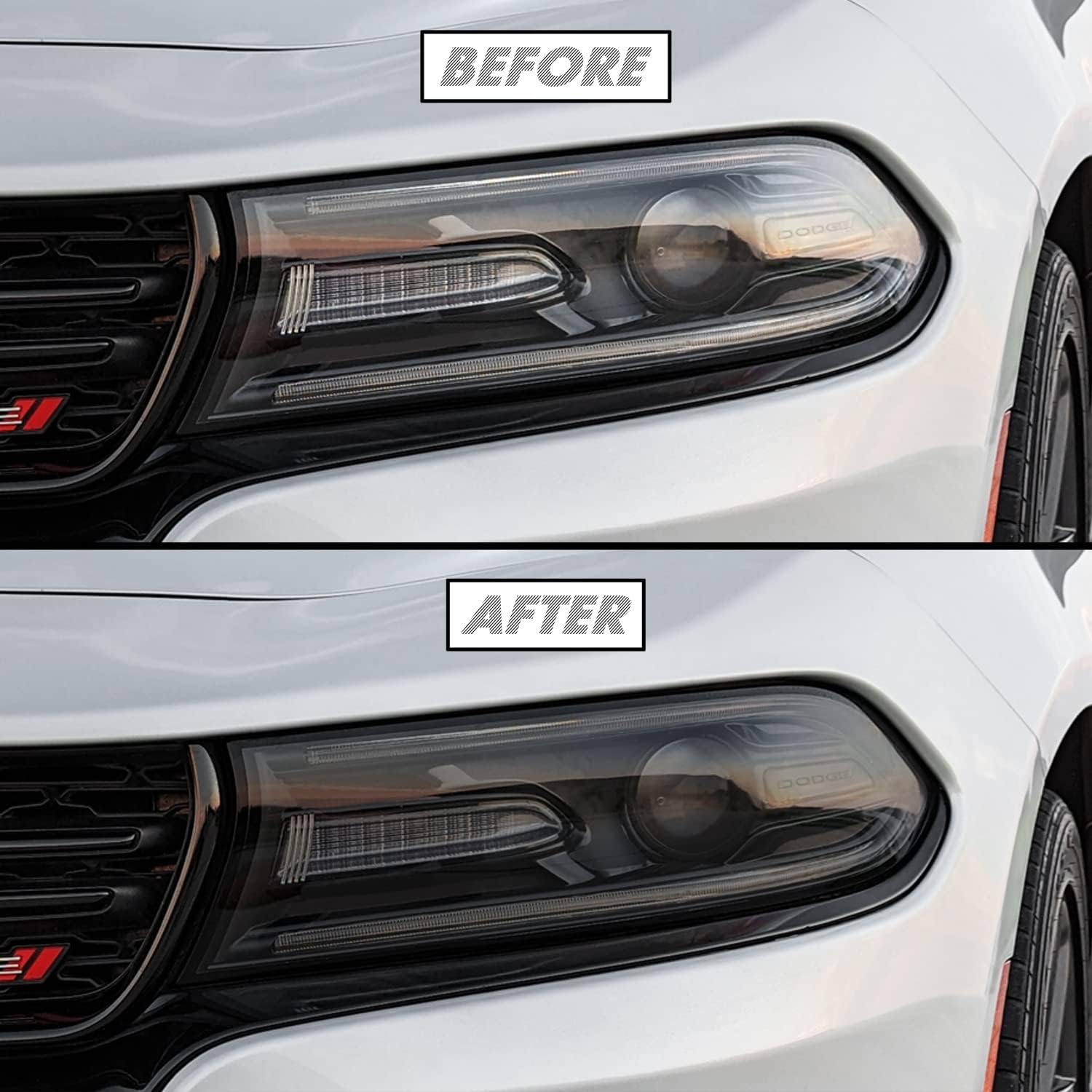 SlickMod PreCut Vinyl Smoke Tint for 2015-2022 Dodge Charger Headlight (35% Light Smoke, 1. Headlight)