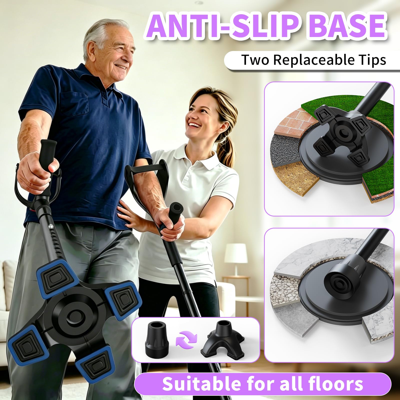 Forearm Crutches for Adults, Foldable with Ergonomic Elbow Support — Amazon image 6