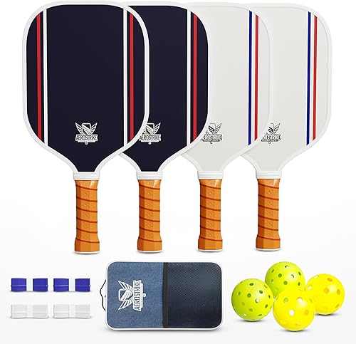 Miniatura 7 de Juego de 4 palas de pickleball de fibra de carbono, paletas de pickleball aprobadas por USAPA, raquetas ligeras, paquete de 4 para adultos y