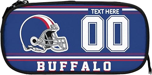 Midkepf Estuche para lápices de búfalo, caja de lápices personalizada con nombre y número, estuche personalizado de estilo de fútbol, estuche de