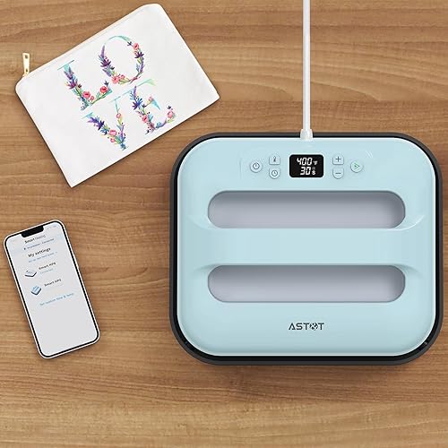 Miniatura 8 de AST&T Máquina de prensa térmica de 12 x 10 pulgadas, portátil y fácil de prensar para camisetas, almohadas, bolsas de mano y más, color blanco