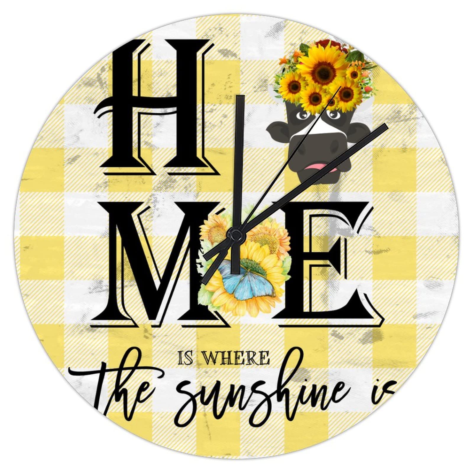 Horloge murale silencieuse motif tournesol en PVC pour décorer sans nuisance sonore
