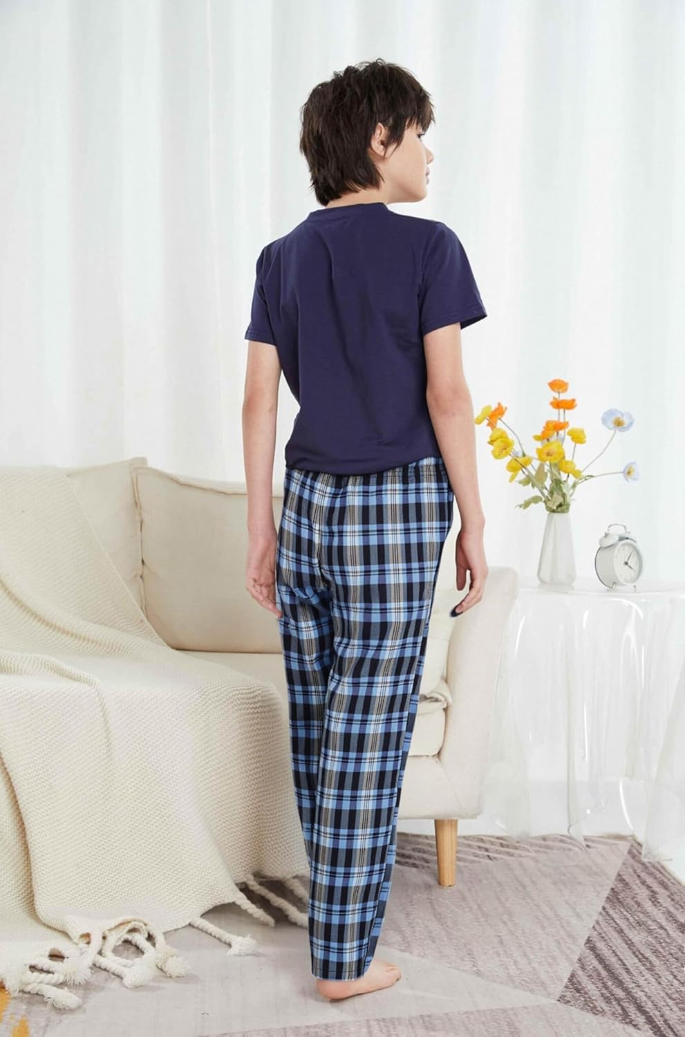 HiddenValor Boys Long Pajama Pants Lightweight Woven Cotton Bottom Lounge Pants with Pockets - Image 3