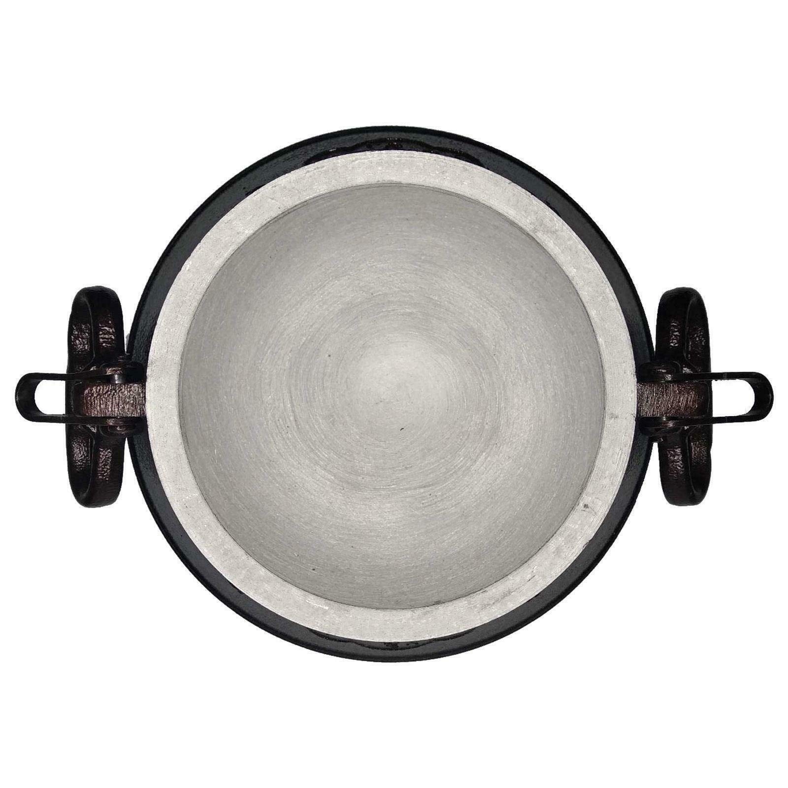 4BIG.fun Kazan orientale 10 L (8,5 L) con mestolo in alluminio Kazan Casseruola per carne casseruola per arrosto stufato asia cucina campo bollitore gulasch decorazione padella per carne