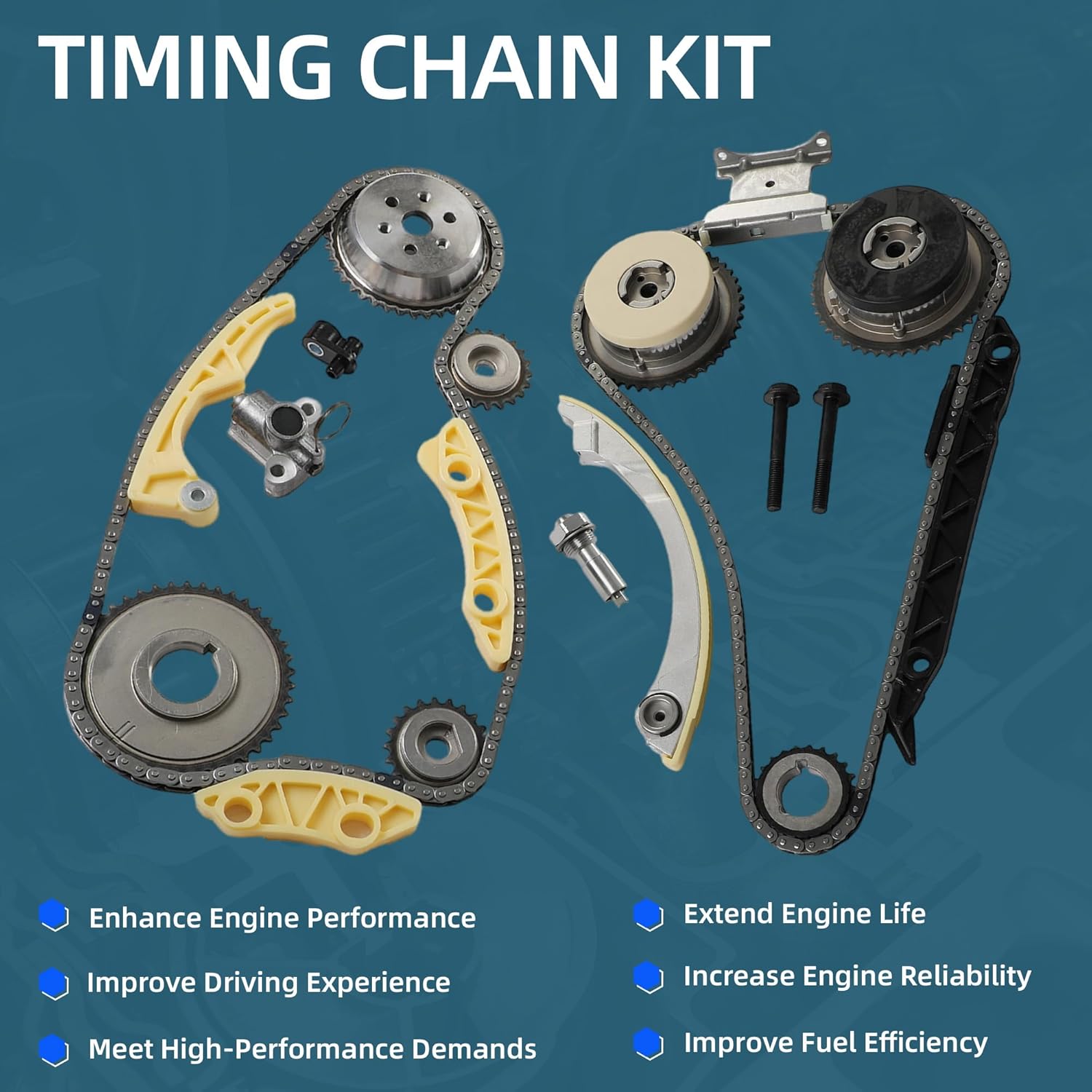 2.4 Ecotec Head Gasket Set & Timing Chain Kit & Water Pump Fit For Chevy Captiva Cobalt Equinox HHR Malibu Buick Lacrosse Regal Verano GMC Terrain Pontiac 2.4L 2012-2017 9-4201S HS26517PT