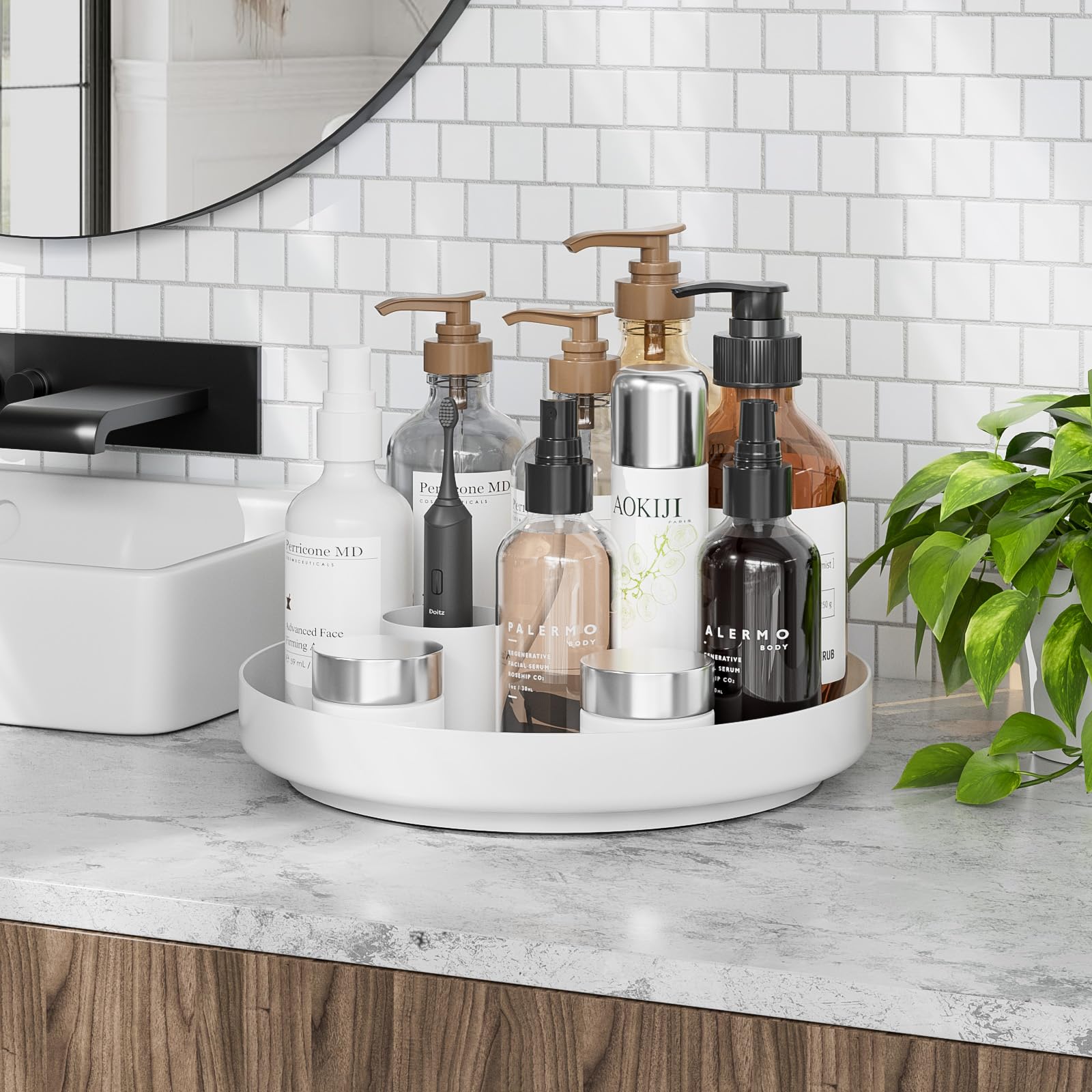 Organizer Girevole Portaspezie AMZMUKAUP - 2 Pezzi, Vassoio Rotante Trasparente Verde - Foto 5