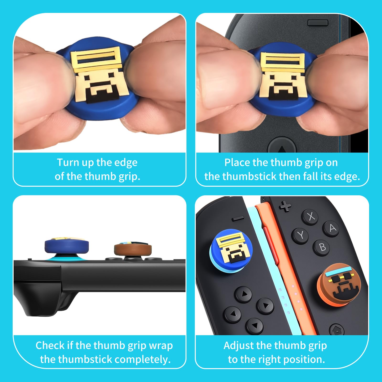 Funlab x Dave the Diver Jointly-Designed Switch 2 Silicone Thumb Grips Caps, Button Covers, Joysticks Anti-Slip Cap Analog Stick Cover, Comfortable Grip Button Caps for Switch 1 Pro Controller (4PCS) — view 3