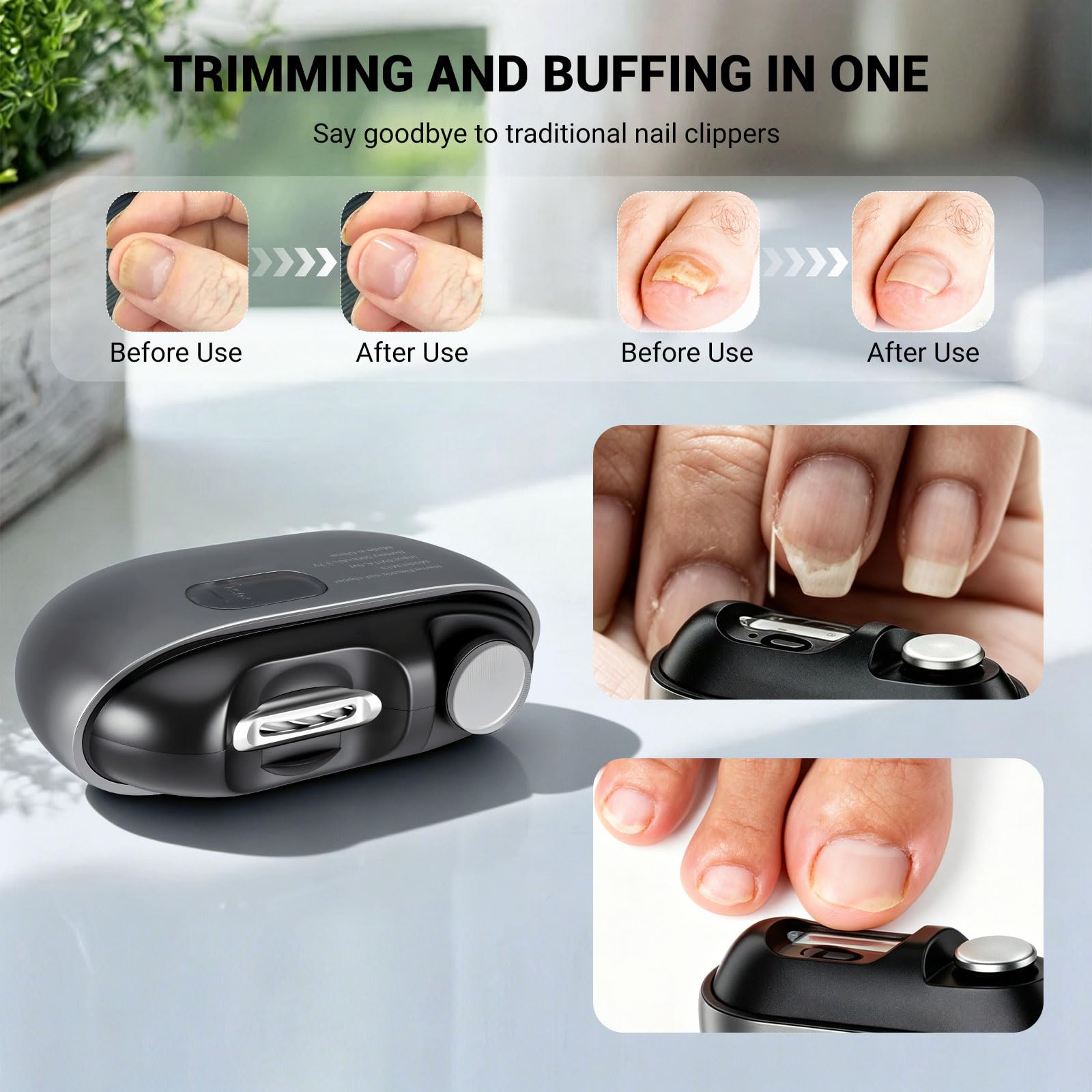 2026 3 en 1 Coupe Ongle Electrique pour Personnes Âgées, Coupe Ongle Rechargeable avec LED pour Ongles Durs/Épais, Silencieux et Sans Douleur, Sicher für Alle Altersgruppen
