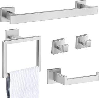 Herogo 5 Pieces Bathroom Accessories Set, Brushed Nickel 16 Inch Bathroom Hardware Bath Towel Bars Set for Wall Mounted, I... Price In India