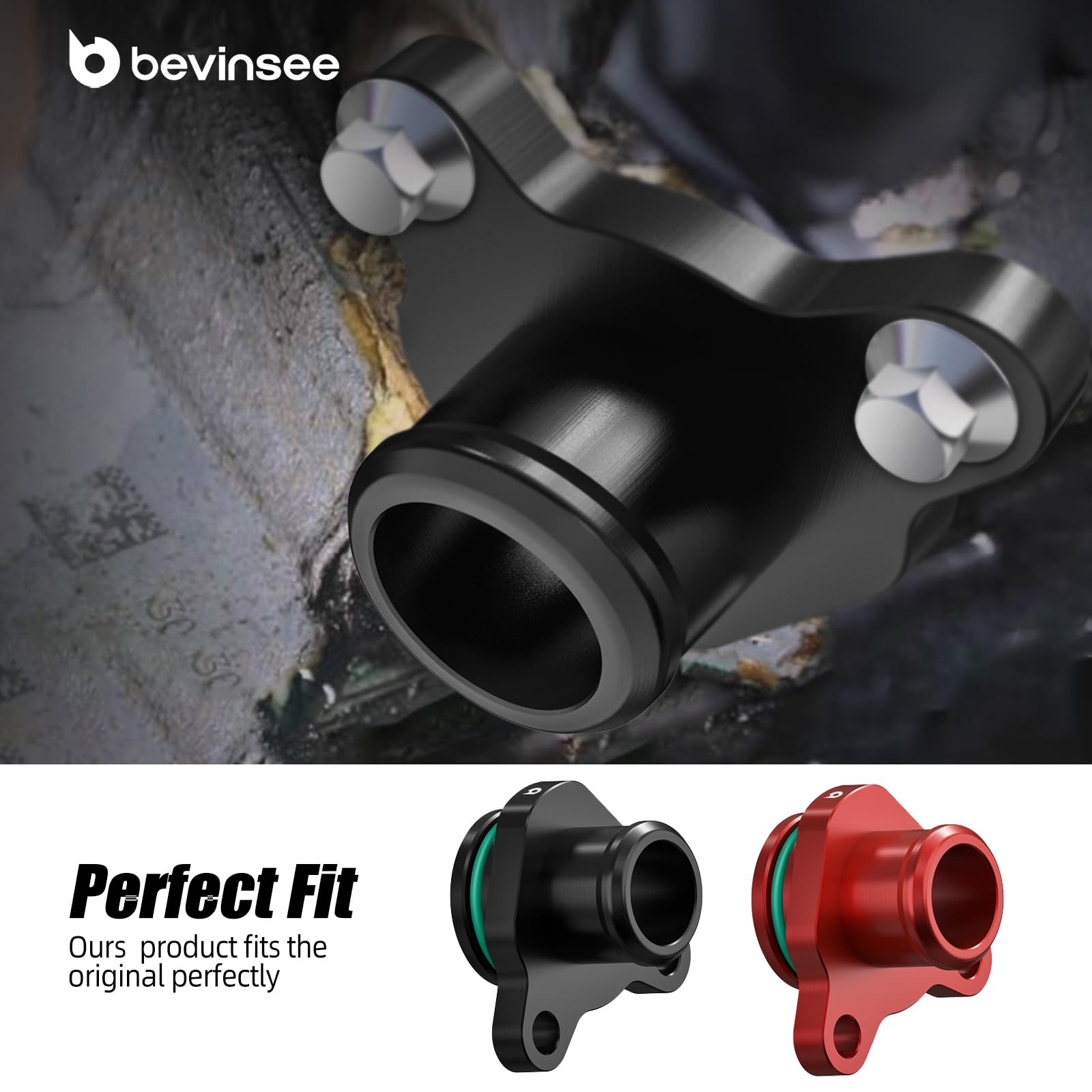 Bevinsee Bride de port de liquide de refroidissement en billettes d'aluminium compatible with N20 N52 N53 N54, compatible with 1 Series M 2011, 128i, 135is, 228i, 320i, 323i, 325i, 328i, 330i, 335i,