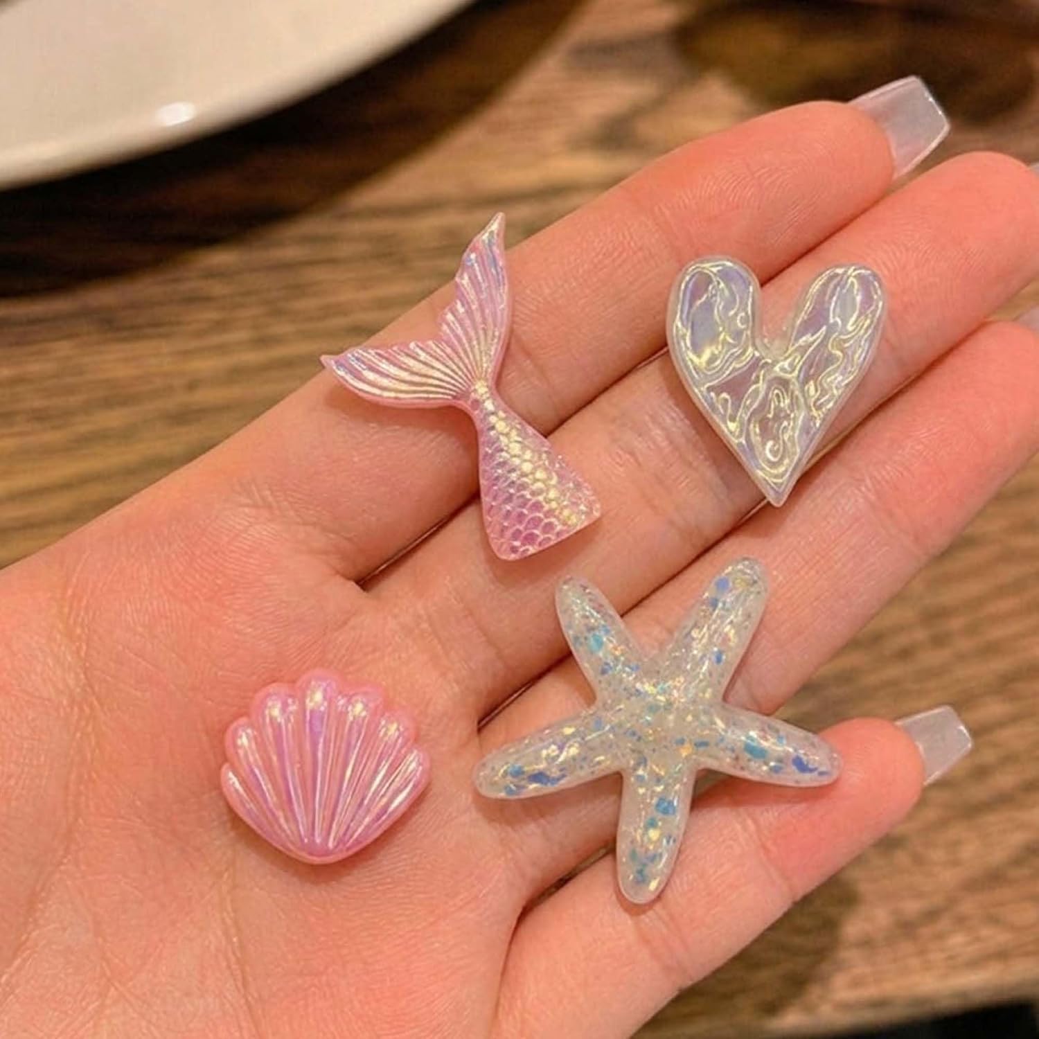 14 Pcs Beach Bling Shoe Charms for Sandal, Cute Seashell Charm Shoe Jewels DIY Shoe Accessories, Ocean Party Favors