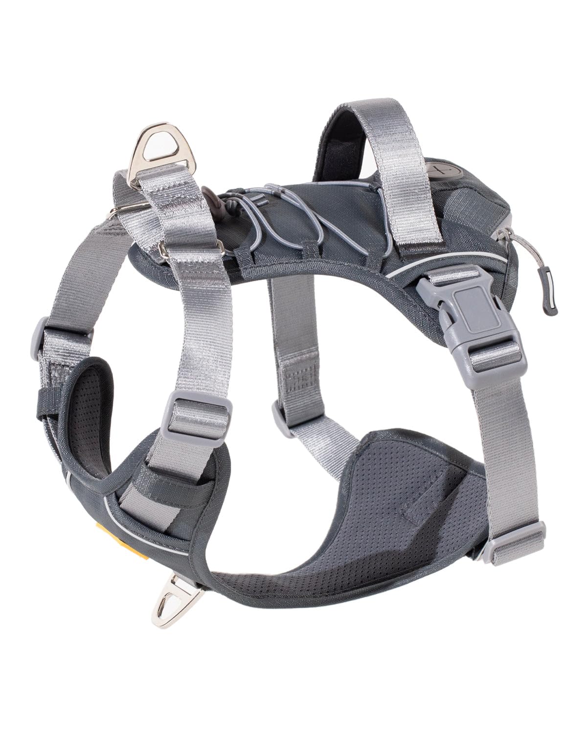 DF No Pull Martingale Dog Harness, Easy Walking & Escape Proof, Reflective & Adjustable Fit, No Twist Front Clip Harness with Handle and Zippered Pocket, Gray, 1", Chest 32"-42"