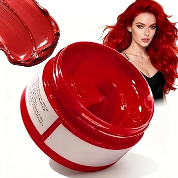 Temporary Red Hair Dye,Red Temporary Hair Colour Wax,Hair Dye R-ed,Easy Wash Out,Vibrant Long-Lasting Color,Disposable Coloring Mud For Men Women,Instant Styling H-air Cream For Party,Concert,100g
