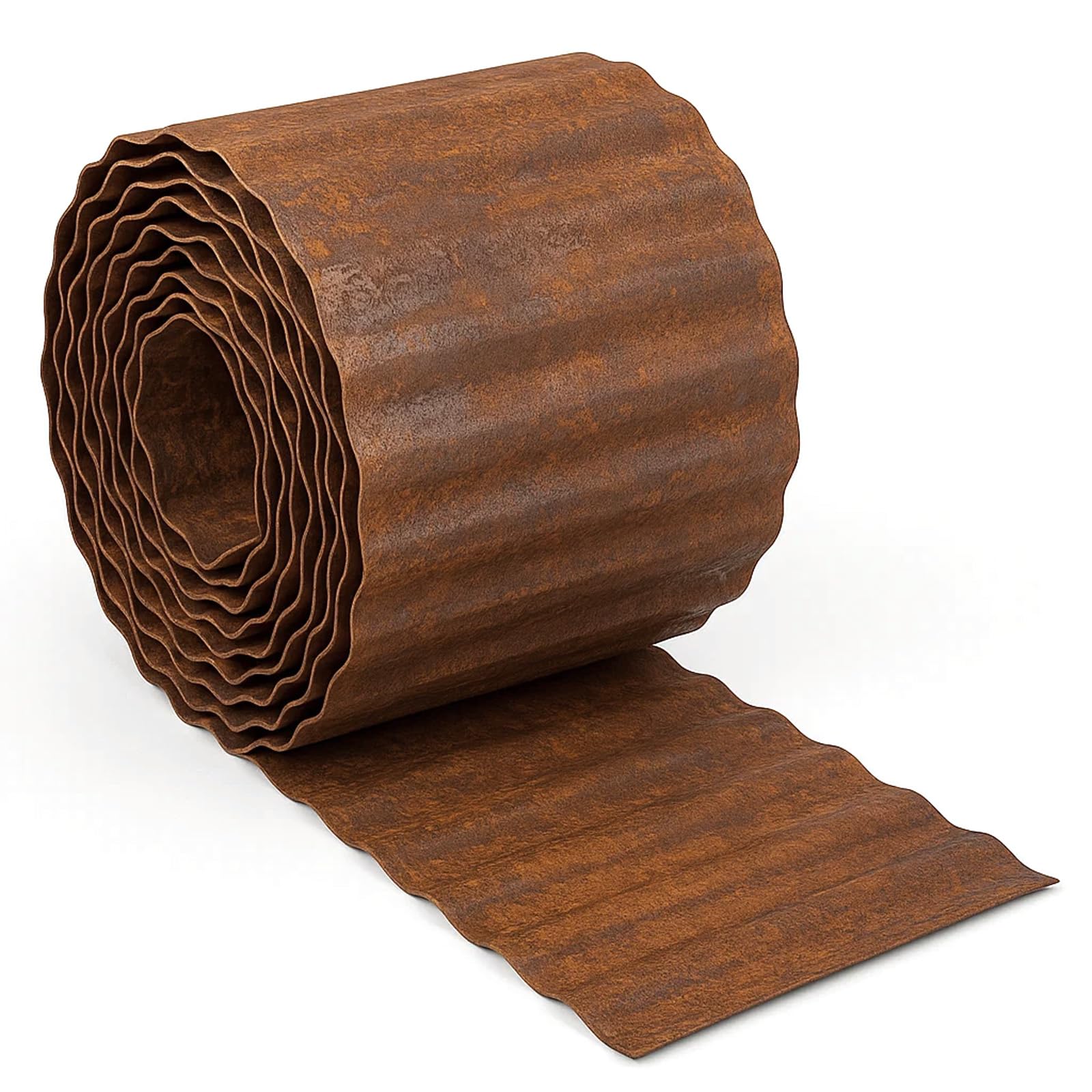 GreenWhim Rusty Metal Lawn Edging Border 15cm x 12m Corrugated Steel Garden Edging Flexible Landscape Border for Flower Beds Vegetable Gardens and Tree Rings (Rusty)