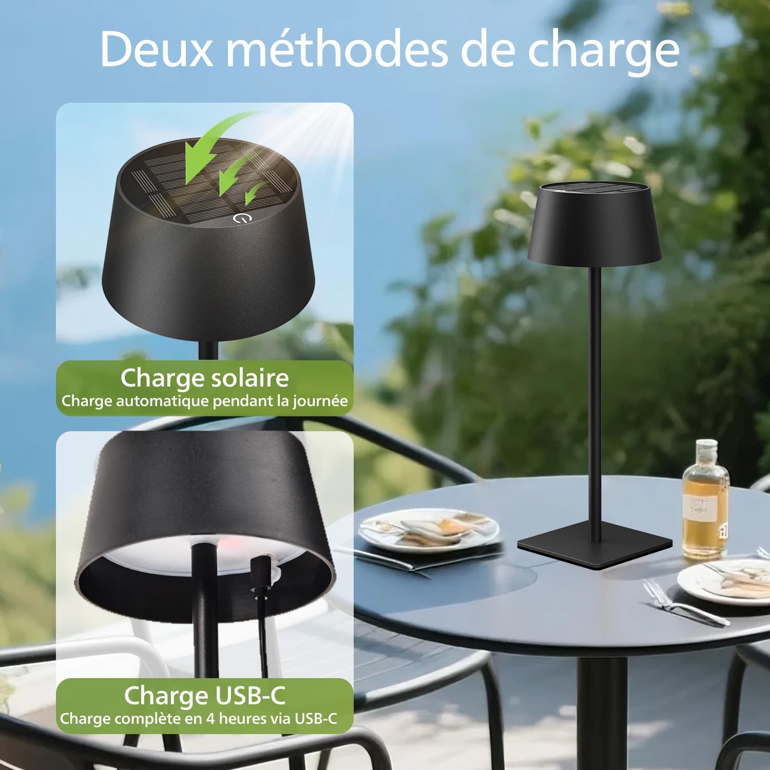 Philips Lampada da Tavolo Solare da Esterno, Luce LED Portatile, Senza Fili a Batteria Altezza Regolabile 2 Posizioni, Comando Touch e Gradazione Continua