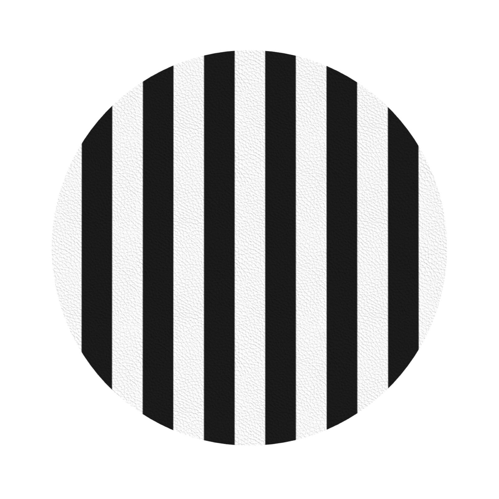 Black and-White Stripes PU Leather Coasters Set of 6 Round Drink Coasters