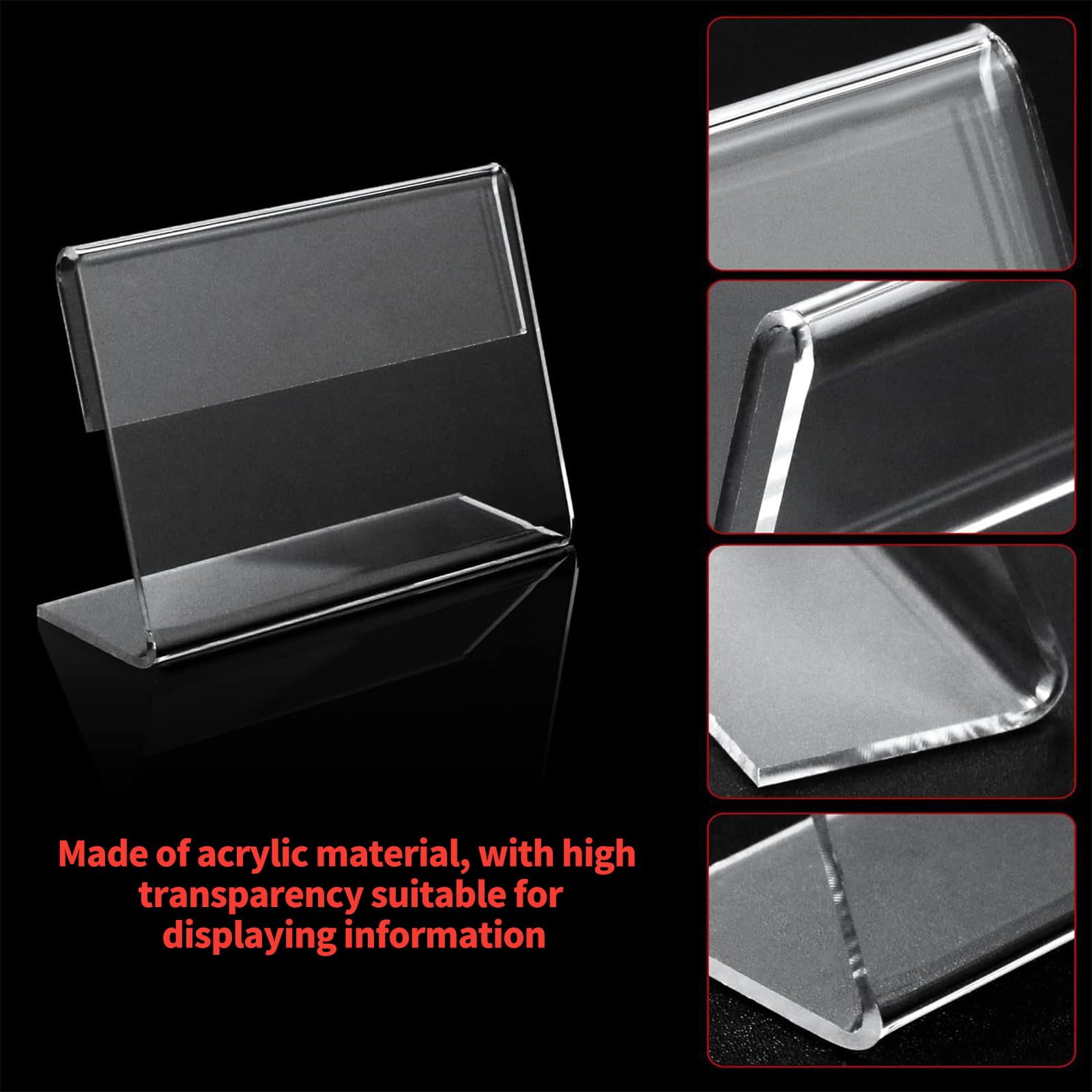 KiKiHong 30 Pcs Porte-Étiquettes Prix Acrylique Transparent Forme L 9x6cm - Présentoir Magasin