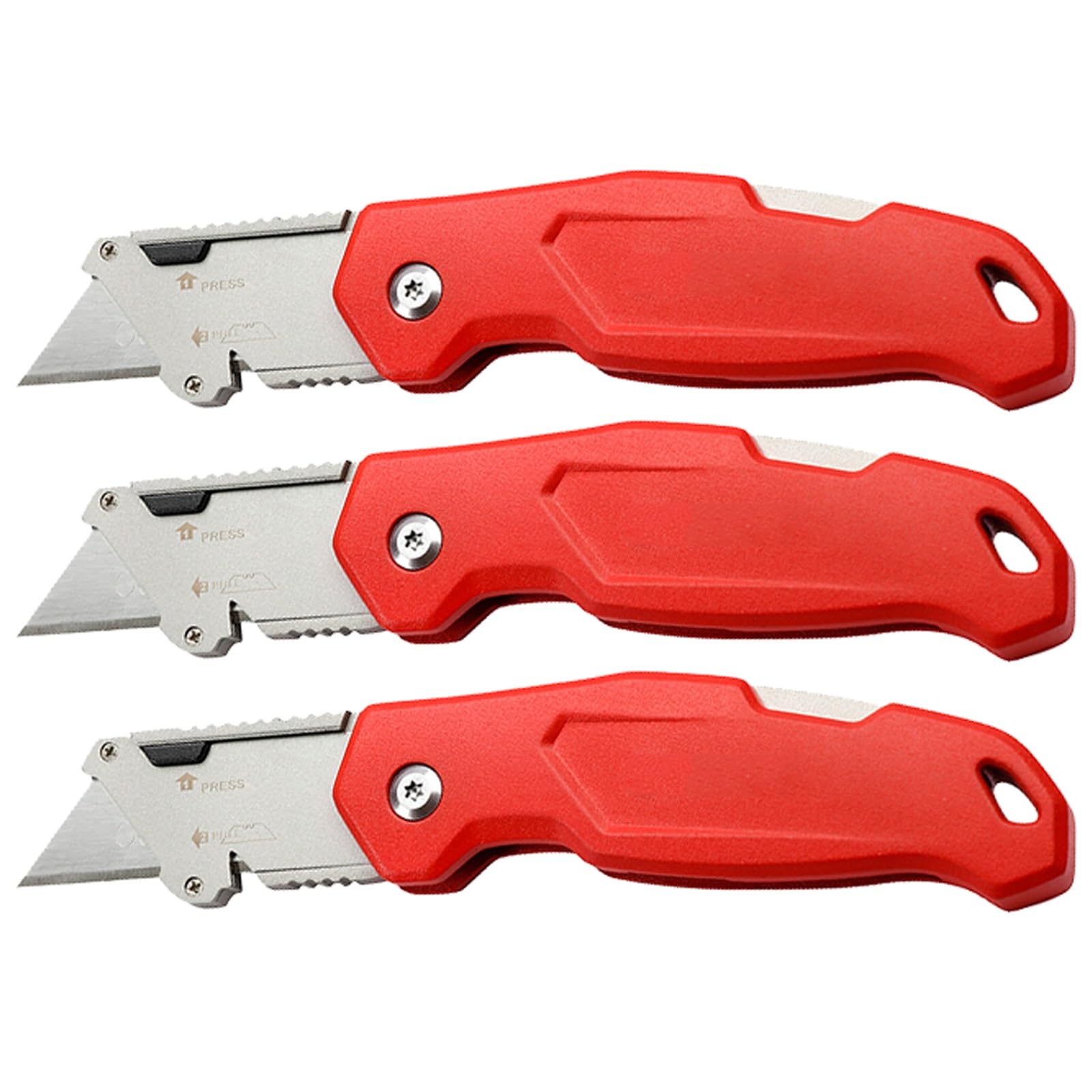 Navaja Multiusos Plegable de Alta Resistencia, Cortadora de Cajas de Construcción de Aleación de Aluminio Totalmente Metálica, Mango Ergonómico, Reemplazo Rápido de Hoja(*3)
