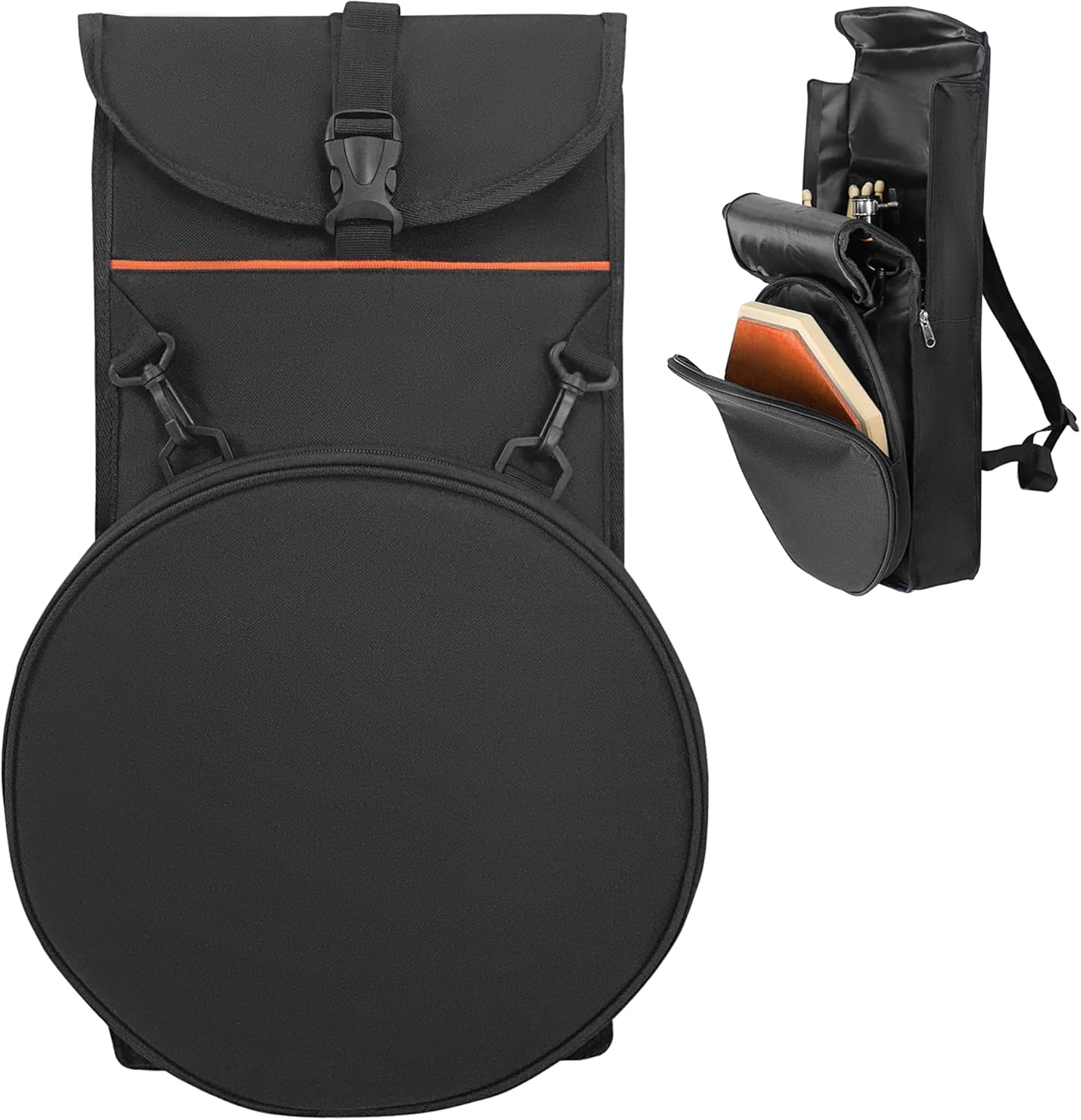 Silent Drum Pad Bag for 12 Inch, Practice Drum Pad Set Backpack