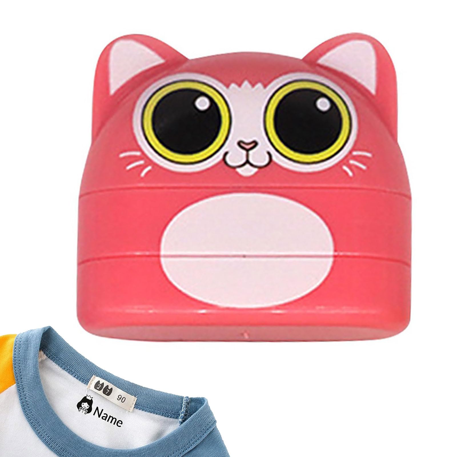Name Stamp for Clothing Kids,Personalized Name for Baby Student Clothes Chapter Cartoon Children's Seal Cute for Kids,Waterproof Wash Not Faded Stamp (Cat)