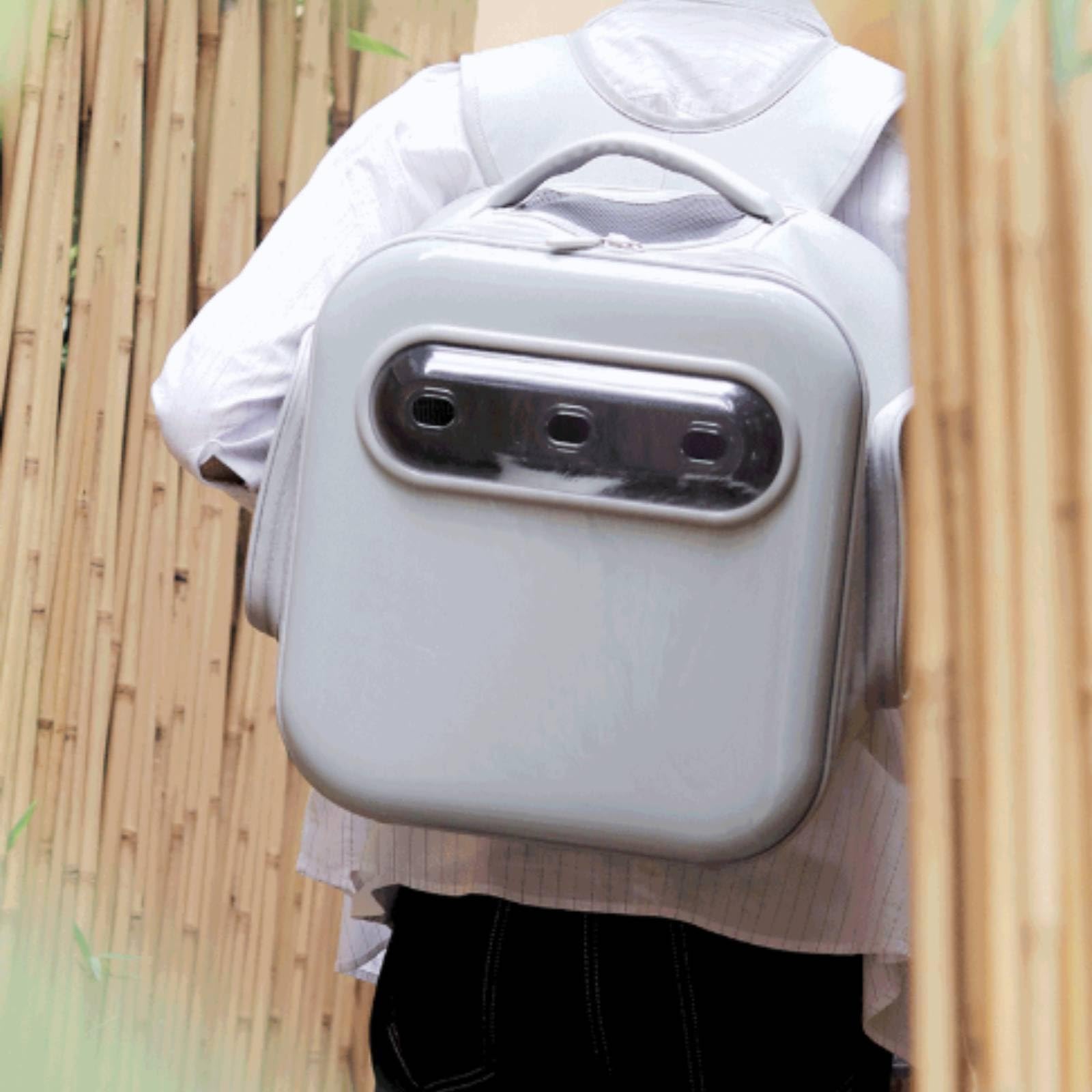 tín para Mascotas Mochila para Pequeño Portador Rígido Ventana te Ventilación Estructura Estable Material EVA Adecuado para Viajes al Veterinario Paseos al Aire Libre, Gris Claro
