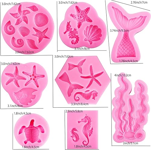 Miniatura 7 de Moldes de sirena de silicona para fondant, diseño de temática marina, chocolate y arcilla polimérica, moldes para dulces y jabón, cola de sirena,