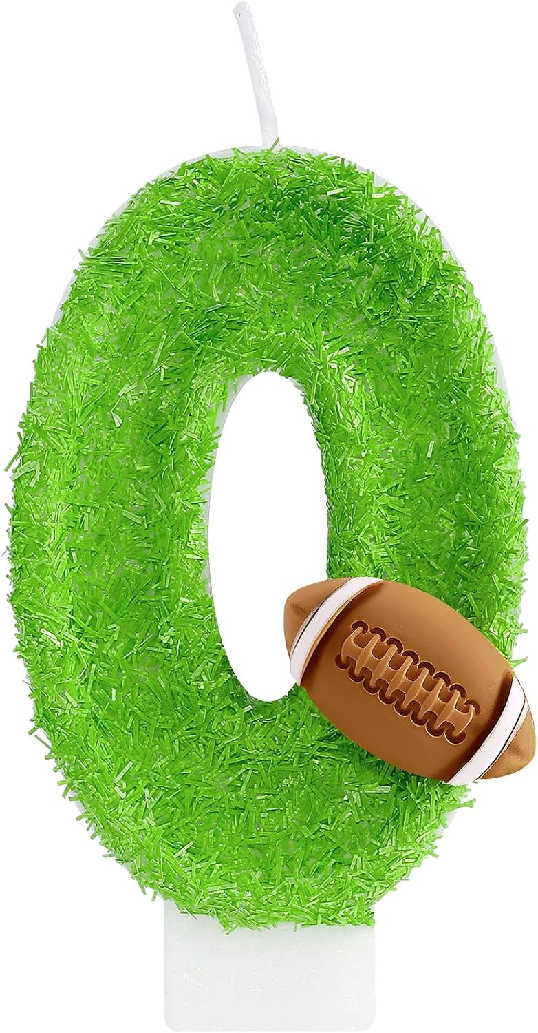 Green Football Number 1 Candle, Football 1st Birthday Party Decorations, Birthday Candles Cake Topper Boys Girls, Party Supplies Cake Decorations