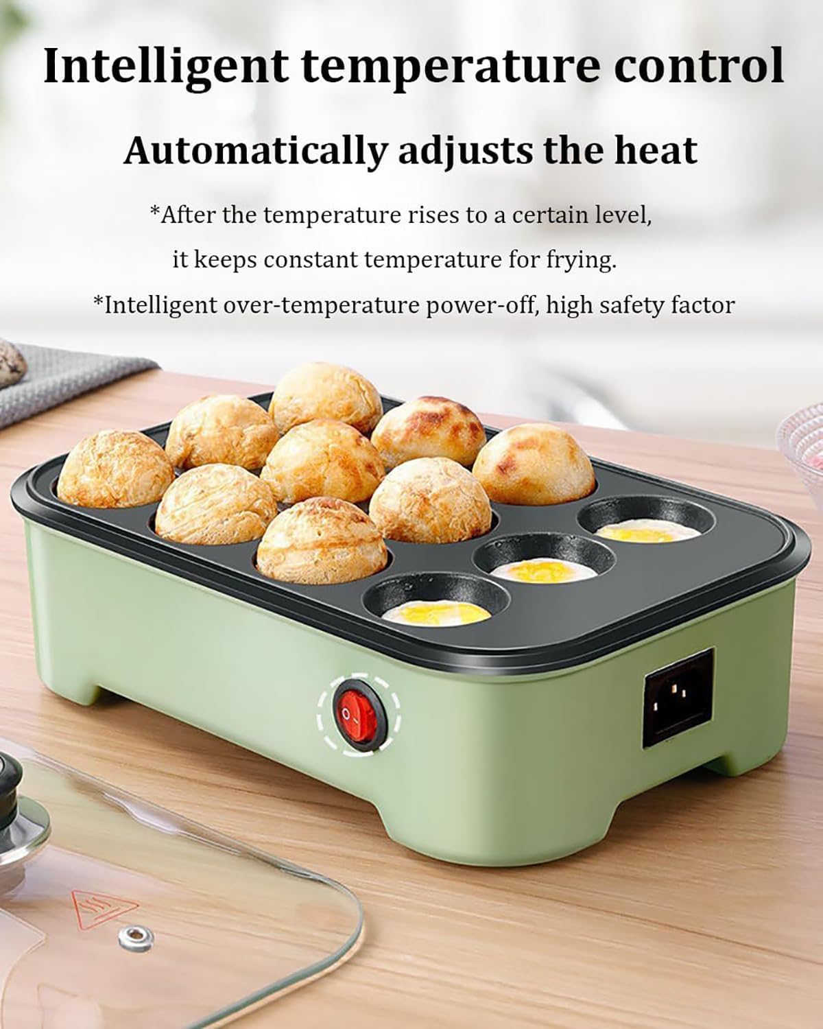 Mini Máquina à Boules De Poulpe, Máquina à Takoyaki électrique, Olla El Control Inteligente De La Temperatura Ajusta Automáticamente El Calor, Recubrimiento Antiadherente para Alimentos, AC