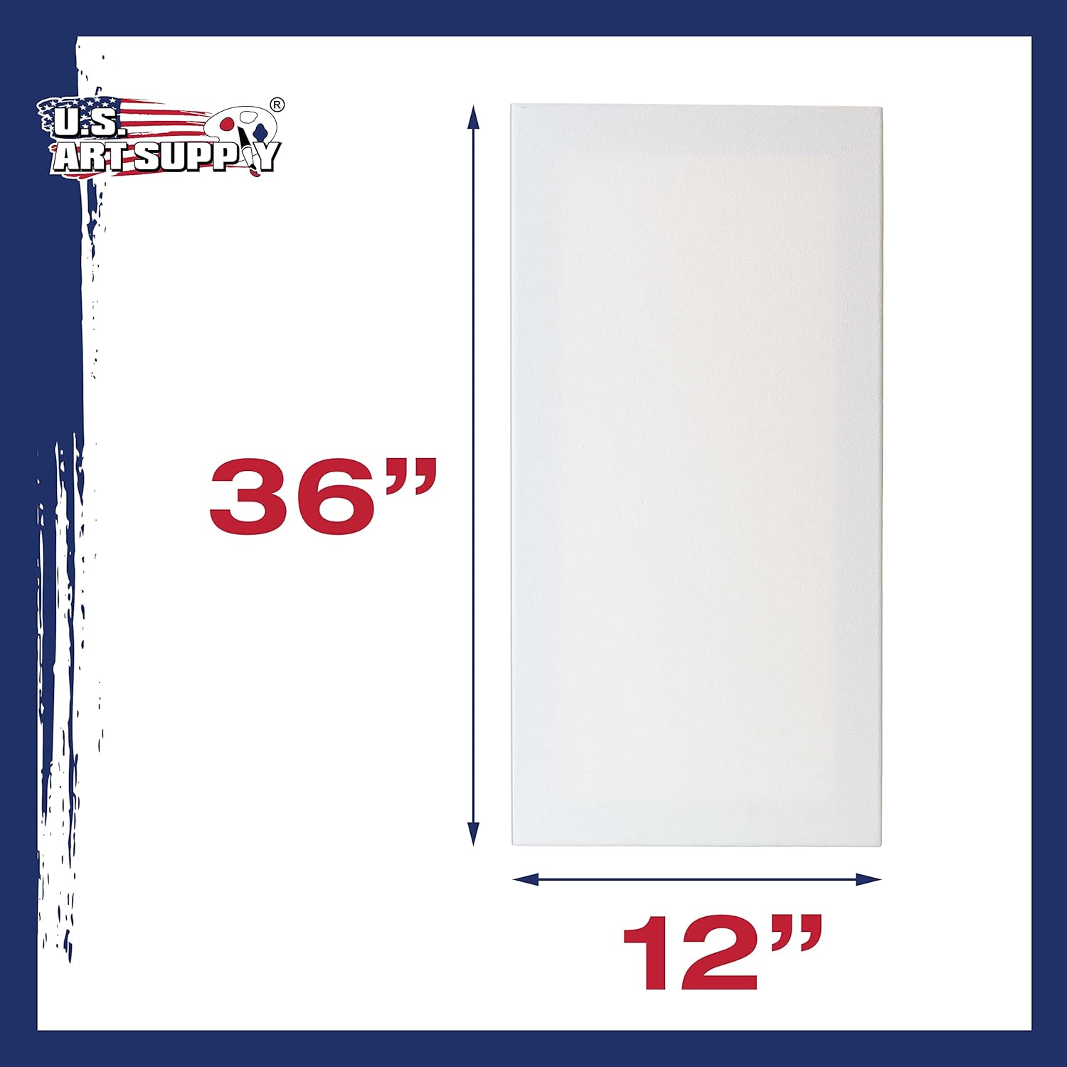 U.S. Art Supply 12 x 36 inch Stretched Canvas for Painting, 12oz Triple Primed, 6-Pack - Professional Artist Quality White Blank 3/4" Profile, 100% Cotton, Heavy-Weight Gesso - Acrylic Pouring, Oil