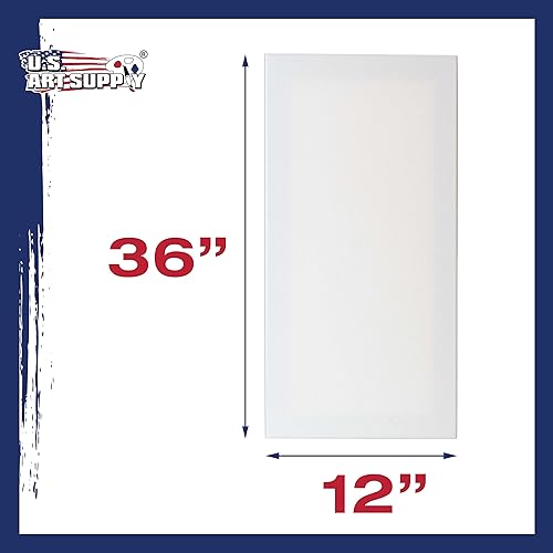 Miniatura 3 de U.S. Art Supply Lienzos estirados de 12 x 36 pulgadas para pintar, imprimado triple de 12 onzas, paquete de 6 unidades, perfil blanco en blanco de