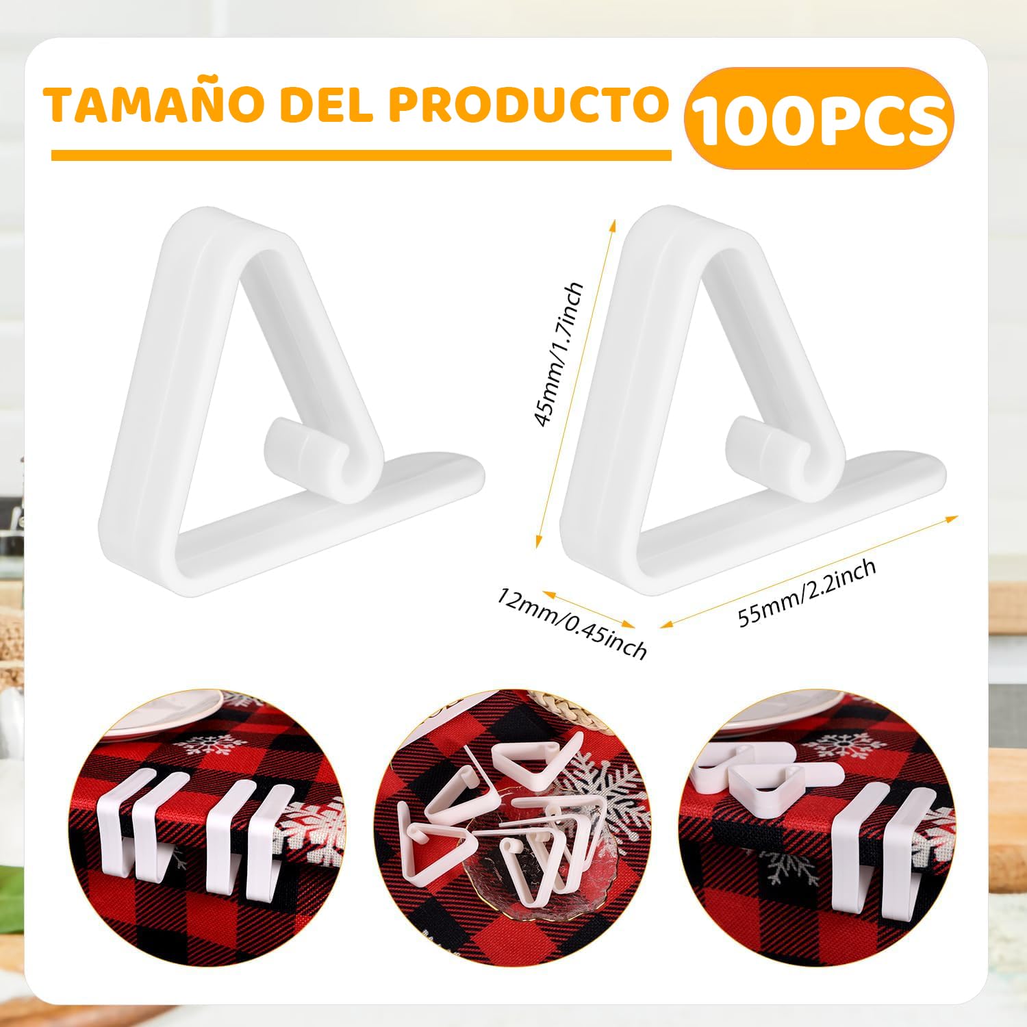 Ichigo Ichie 100 Piezas Pinzas para Sujeta Manteles de Mesa Exterior, Clips para Sujetar de Mantel de Mesa, Pinza Sujeción Mantel, Ideal para Cumpleaños, Fiestas, Picnics, Bodas y Buffets, Blanco