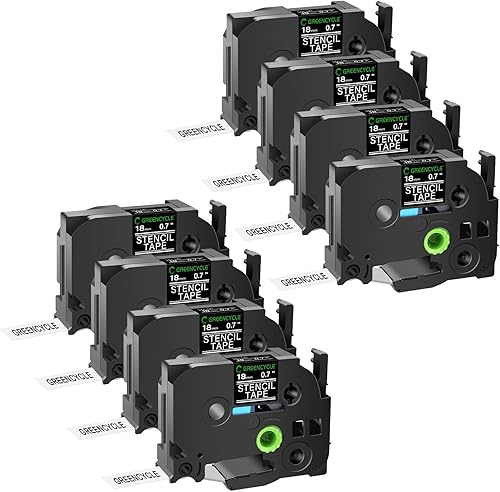 Vista 18 de GREENCYCLE Compatible con Brother STE 141 3/4" (18mm) x 9.8 ft solución móvil Stencil cinta de etiquetas para PT-2730, PTD400, PTD400AD, PTD400VP